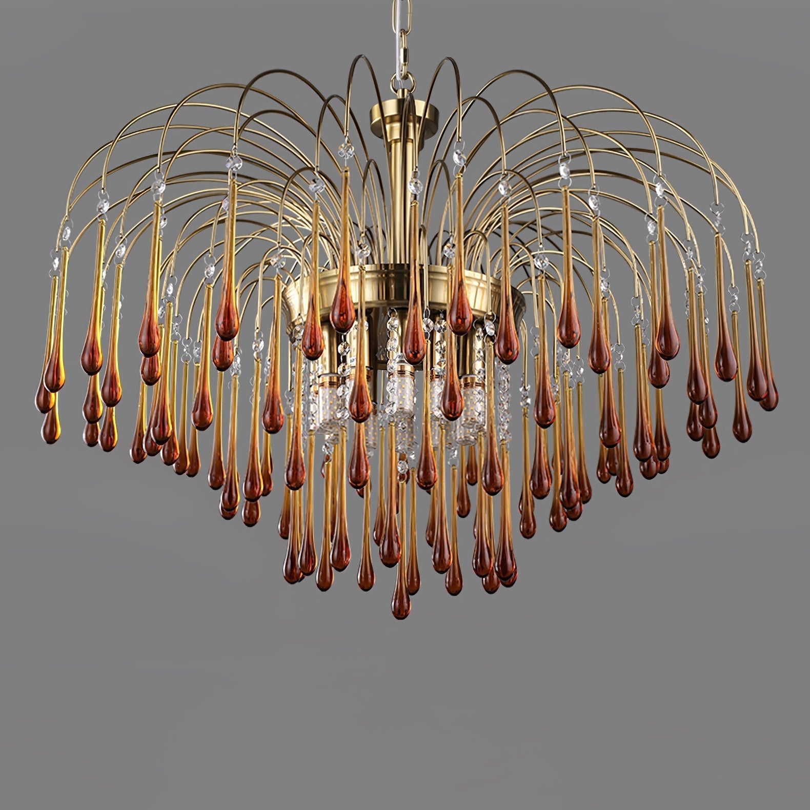 Ciel Chandelier Golden Arms and Crystal