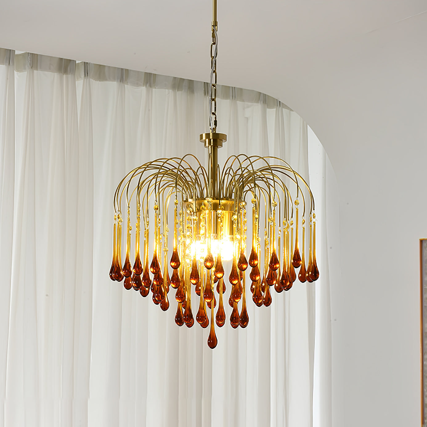 Ciel Chandelier Golden Arms and Crystal
