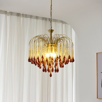 Ciel Chandelier Golden Arms and Crystal