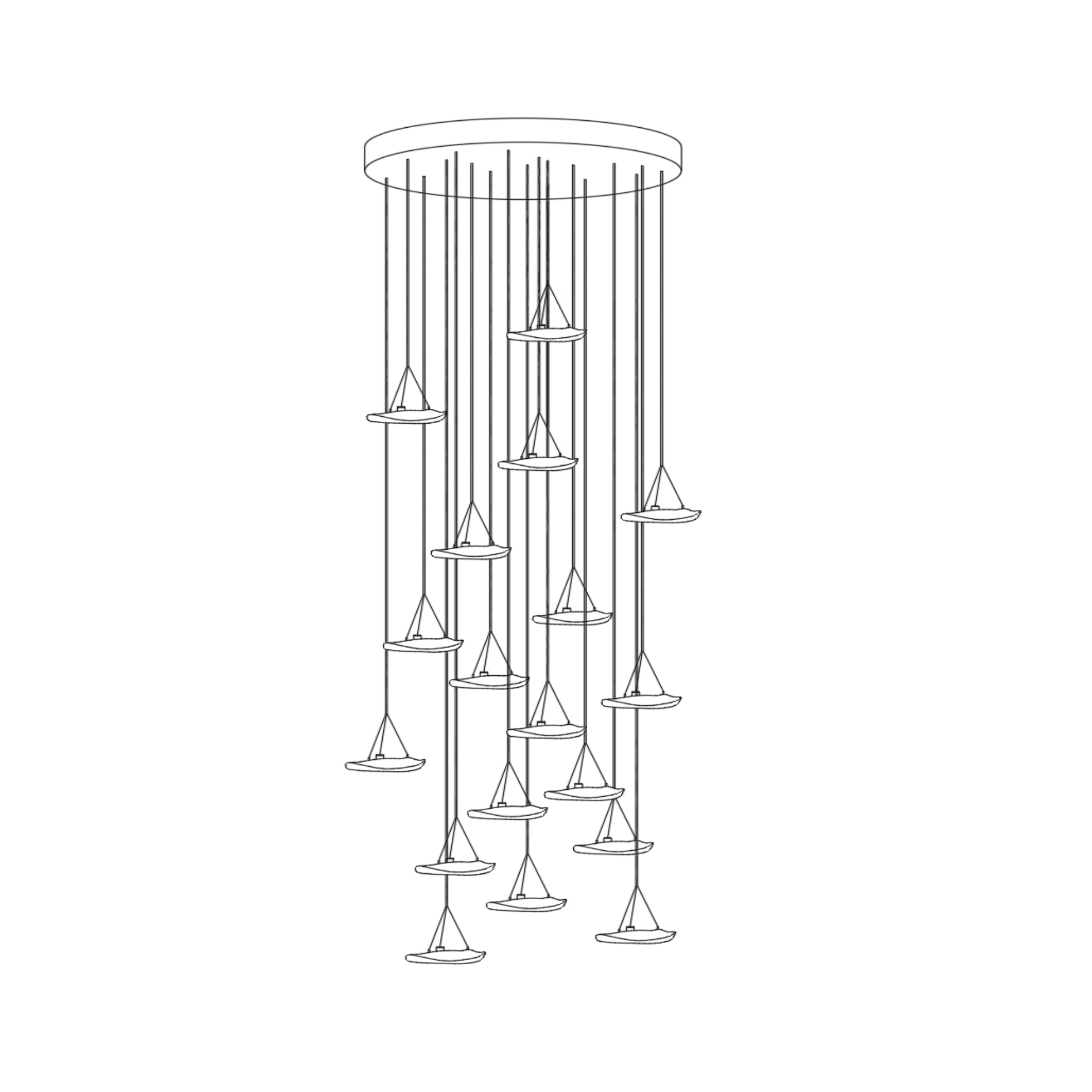 Glacial Float Cascade  Glass Chandelier