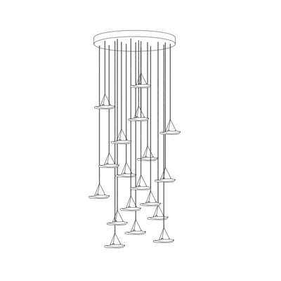 Glacial Float Cascade  Glass Chandelier