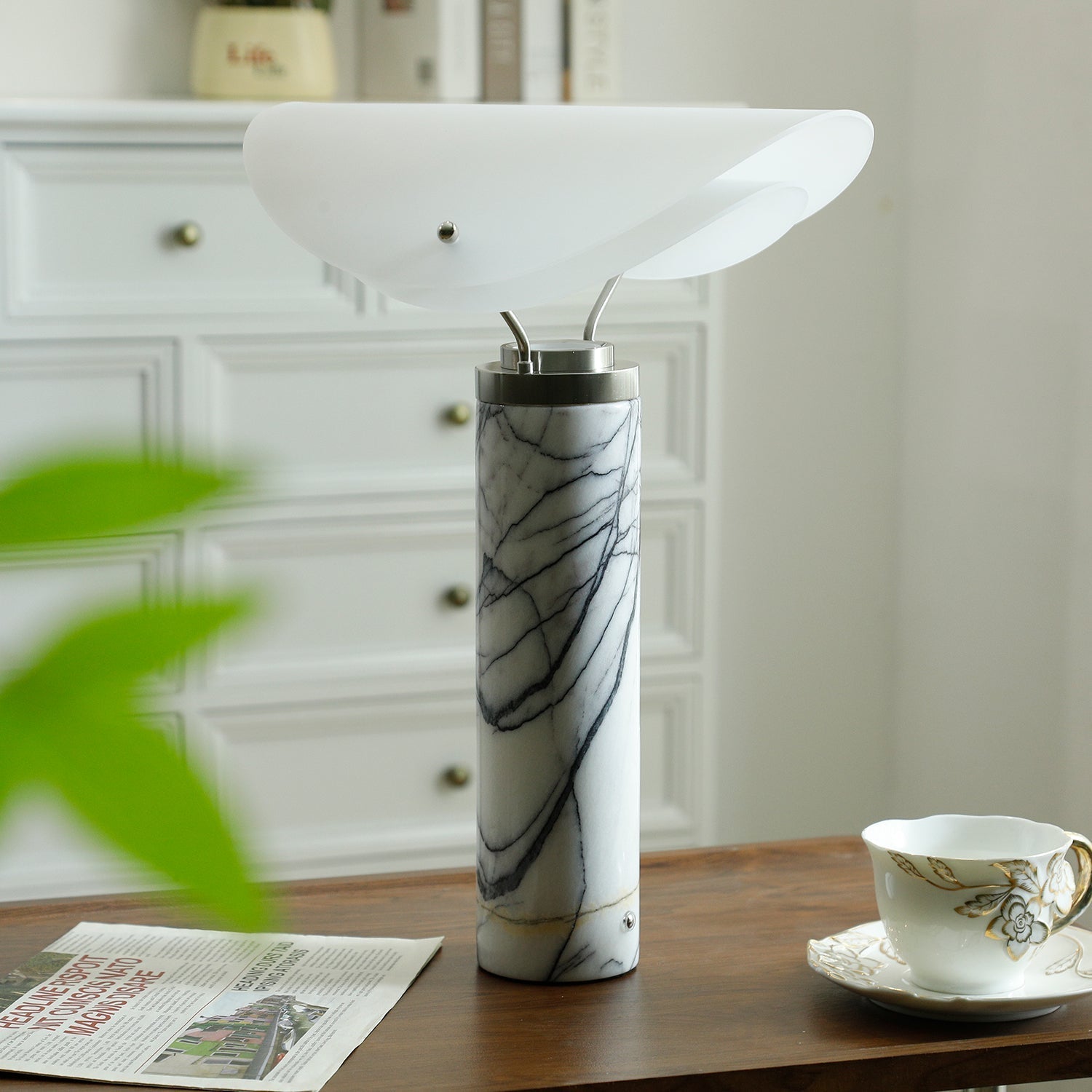 Inorielis Sculptural Travertine Table Lamp
