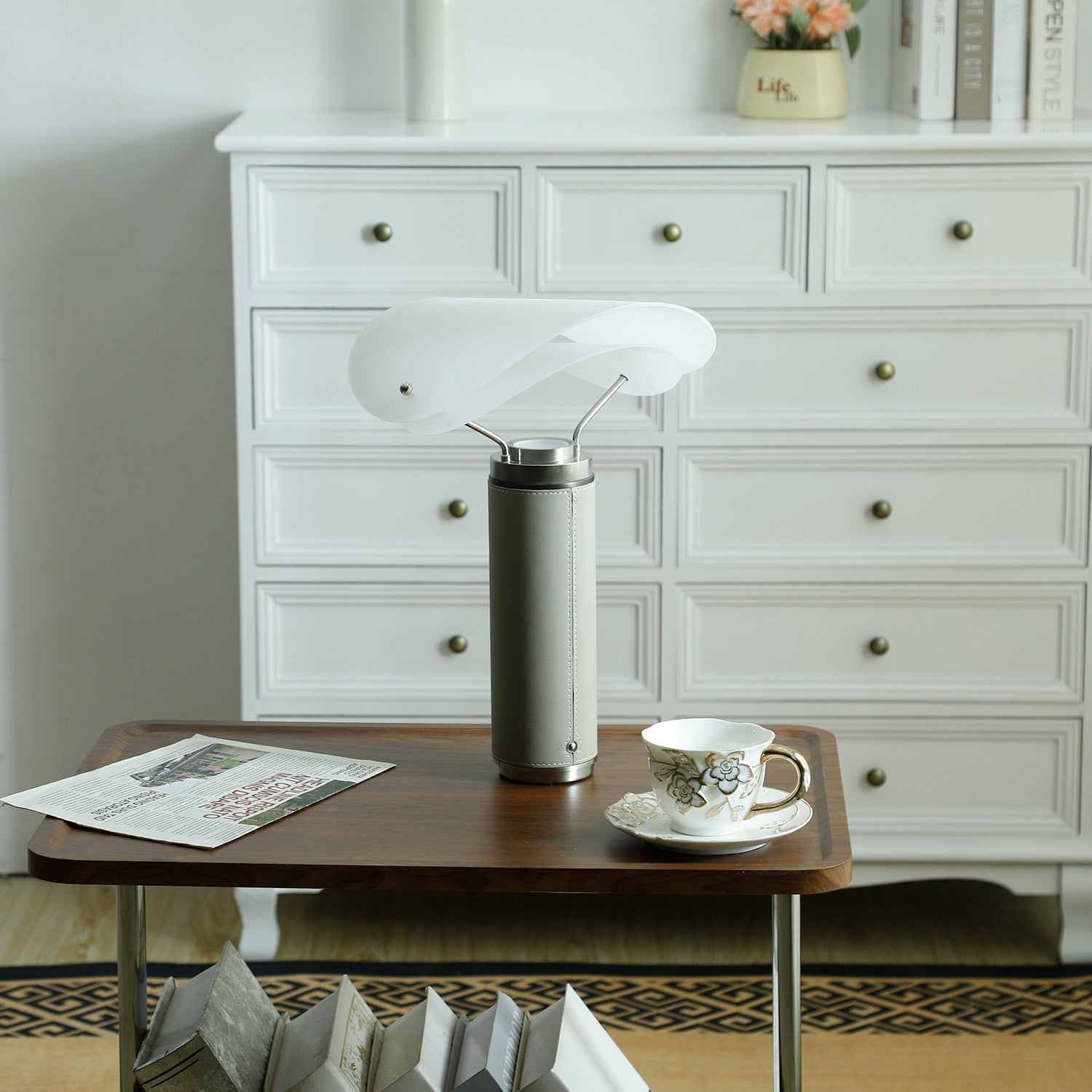 Inorielis Sculptural Travertine Table Lamp