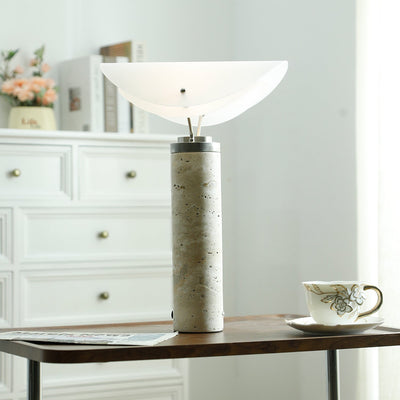Inorielis Sculptural Travertine Table Lamp