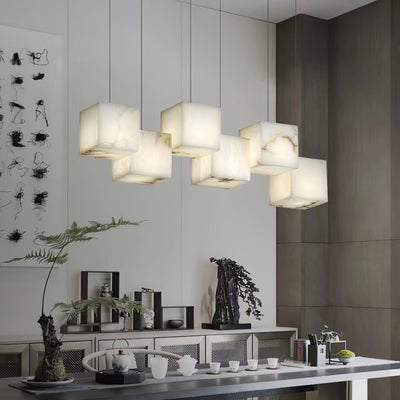 Ivnoros Minimalist Alabaster Linear Pendant Light - Neutral Decor