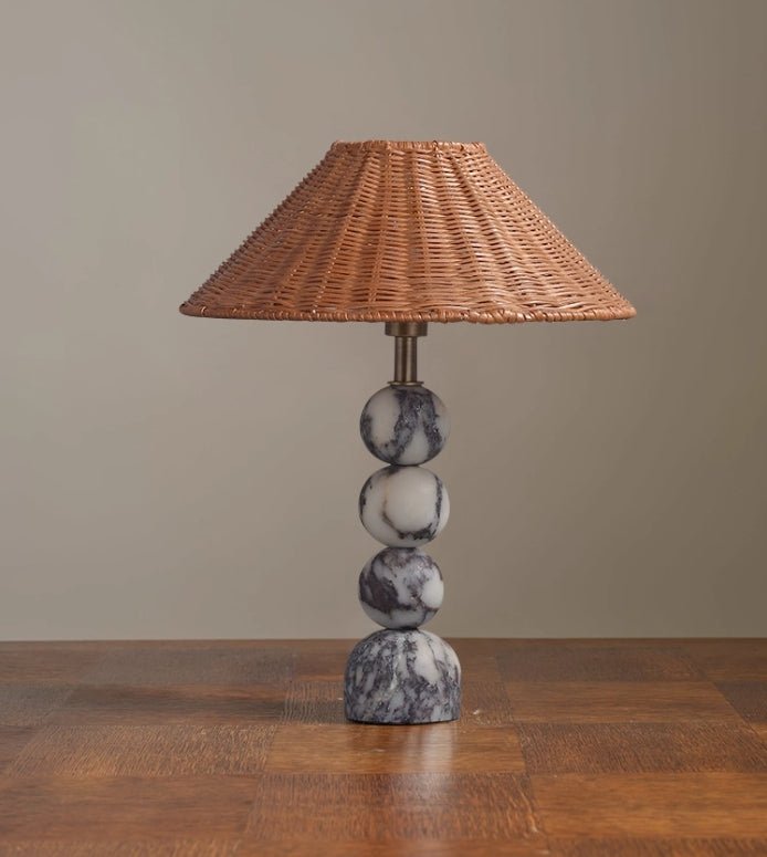 Canarora Marble Orb Rattan Table Lamp