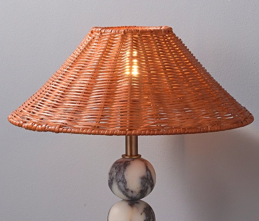 Canarora Marble Orb Rattan Table Lamp