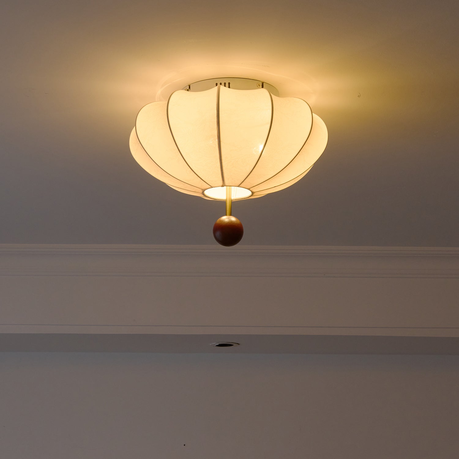 Rinelora Ceiling Light Wood Fabric Lantern