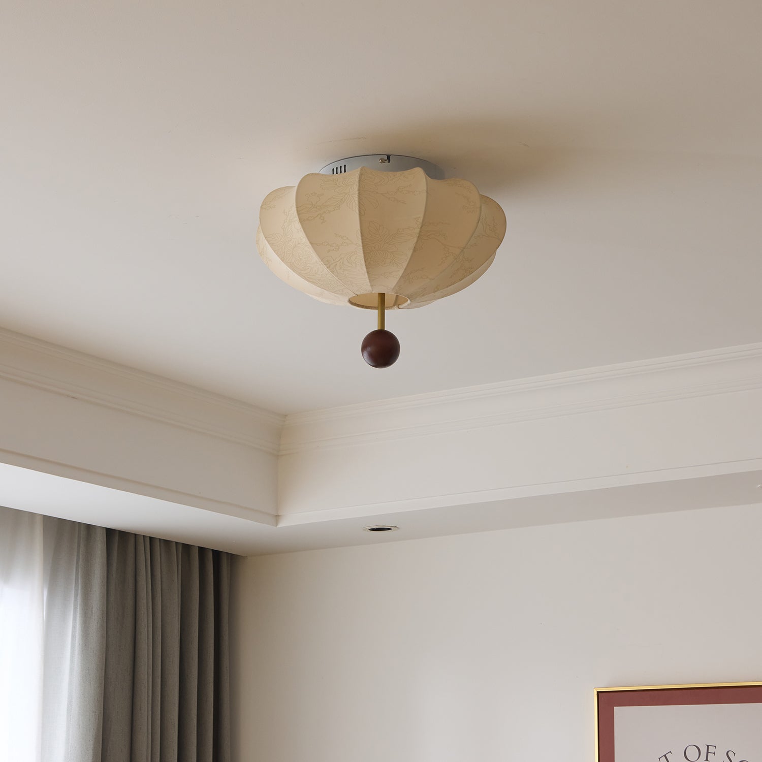 Rinelora Ceiling Light Wood Fabric Lantern