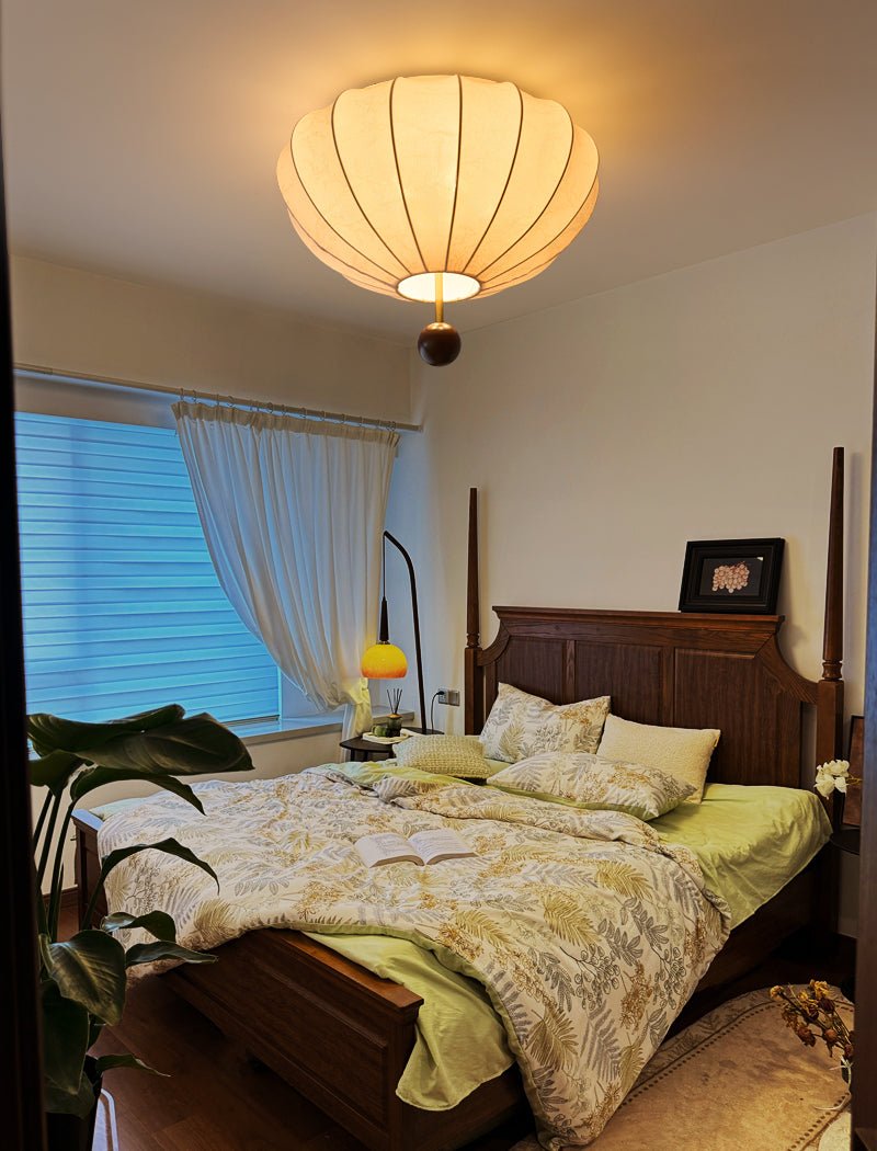 Rinelora Ceiling Light Wood Fabric Lantern