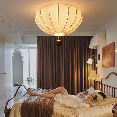 Rinelora Ceiling Light Wood Fabric Lantern