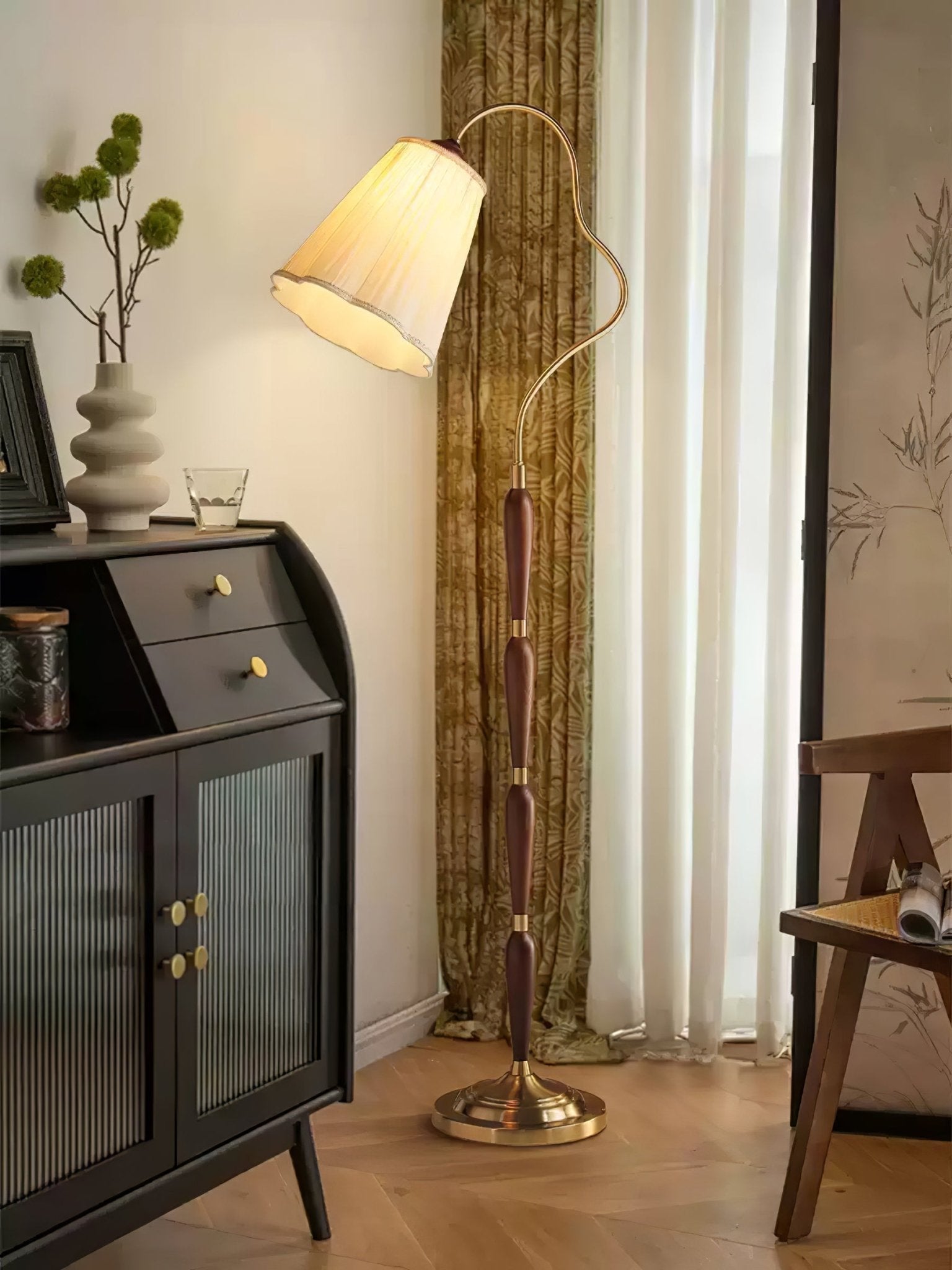 Foster Vintage Wood Floor Lamp
