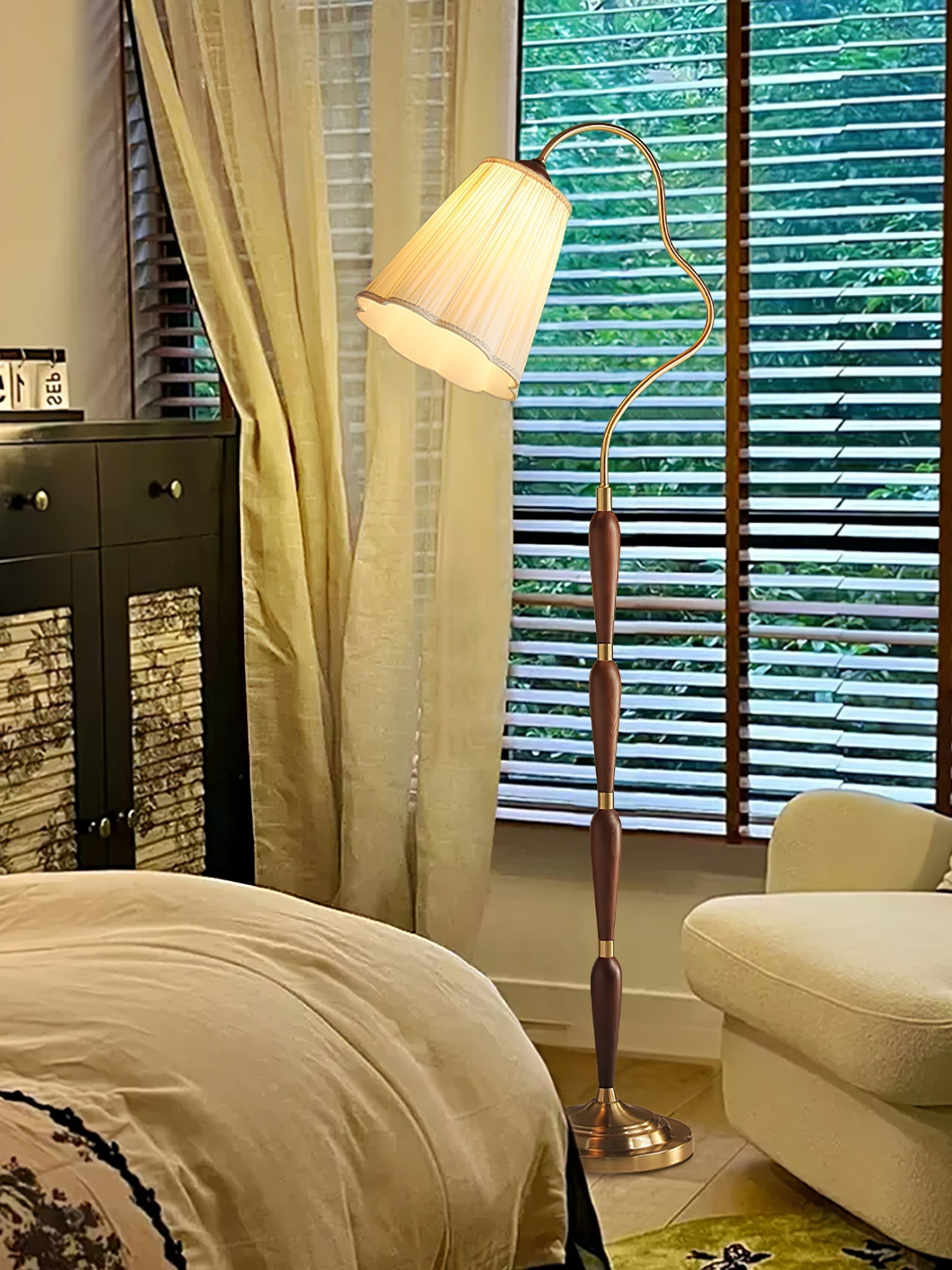 Foster Vintage Wood Floor Lamp
