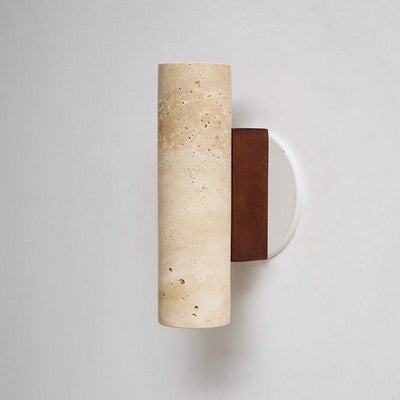 Nula Cylinder-Wood Travertine Wall Light