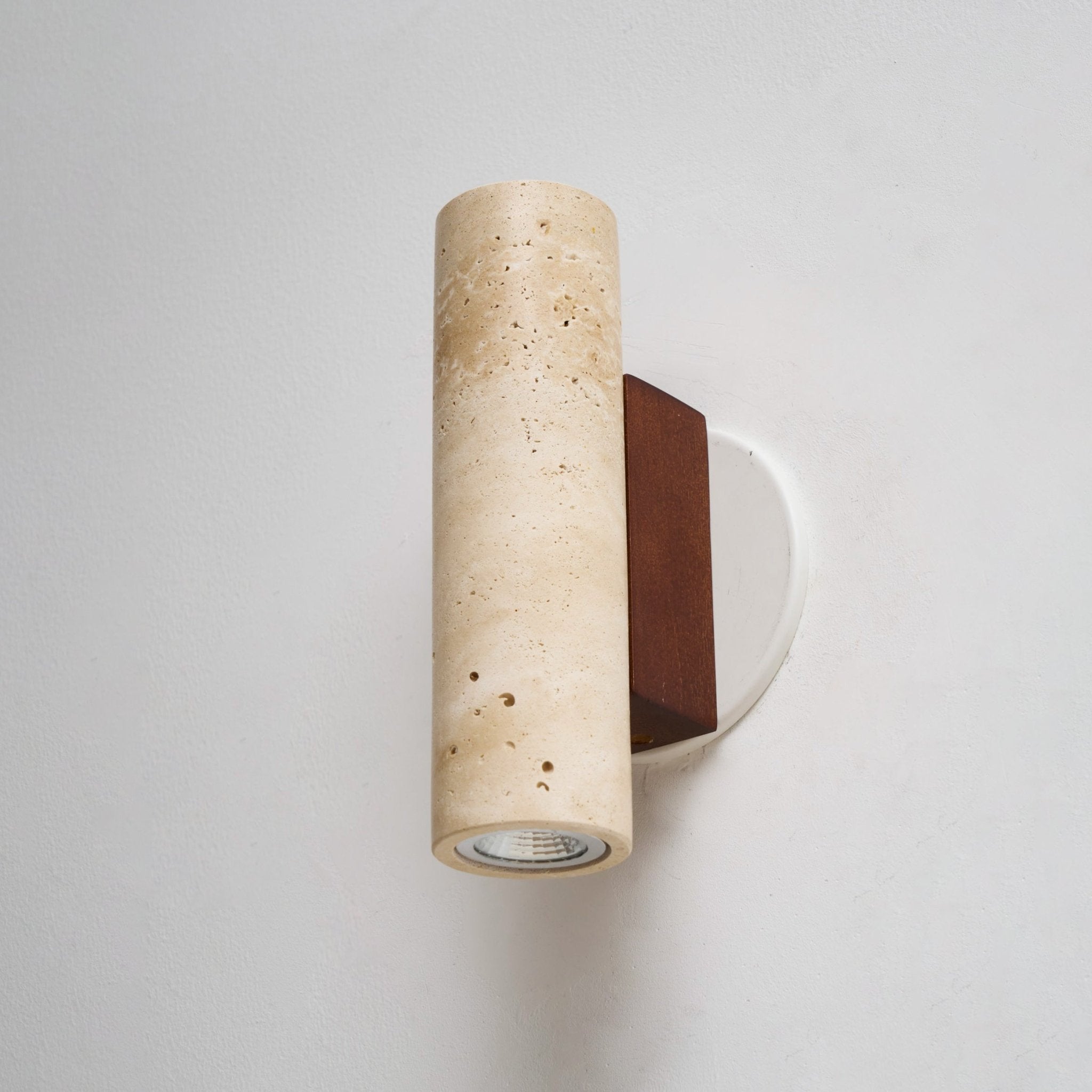 Nula Cylinder-Wood Travertine Wall Light