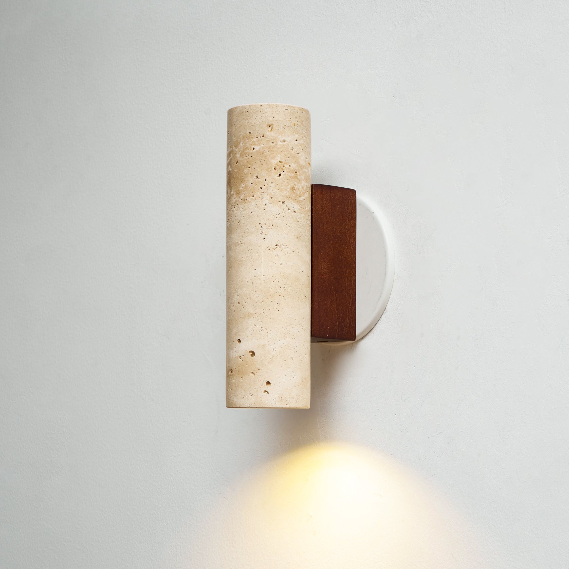 Nula Cylinder-Wood Travertine Wall Light