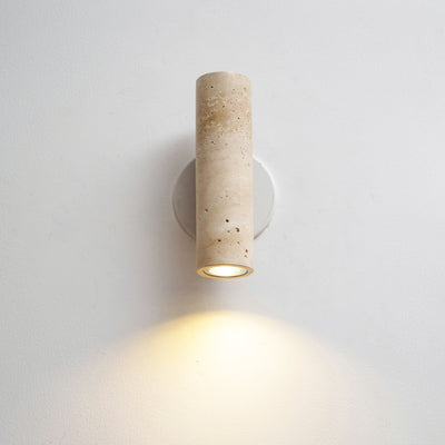 Nula Cylinder-Wood Travertine Wall Light