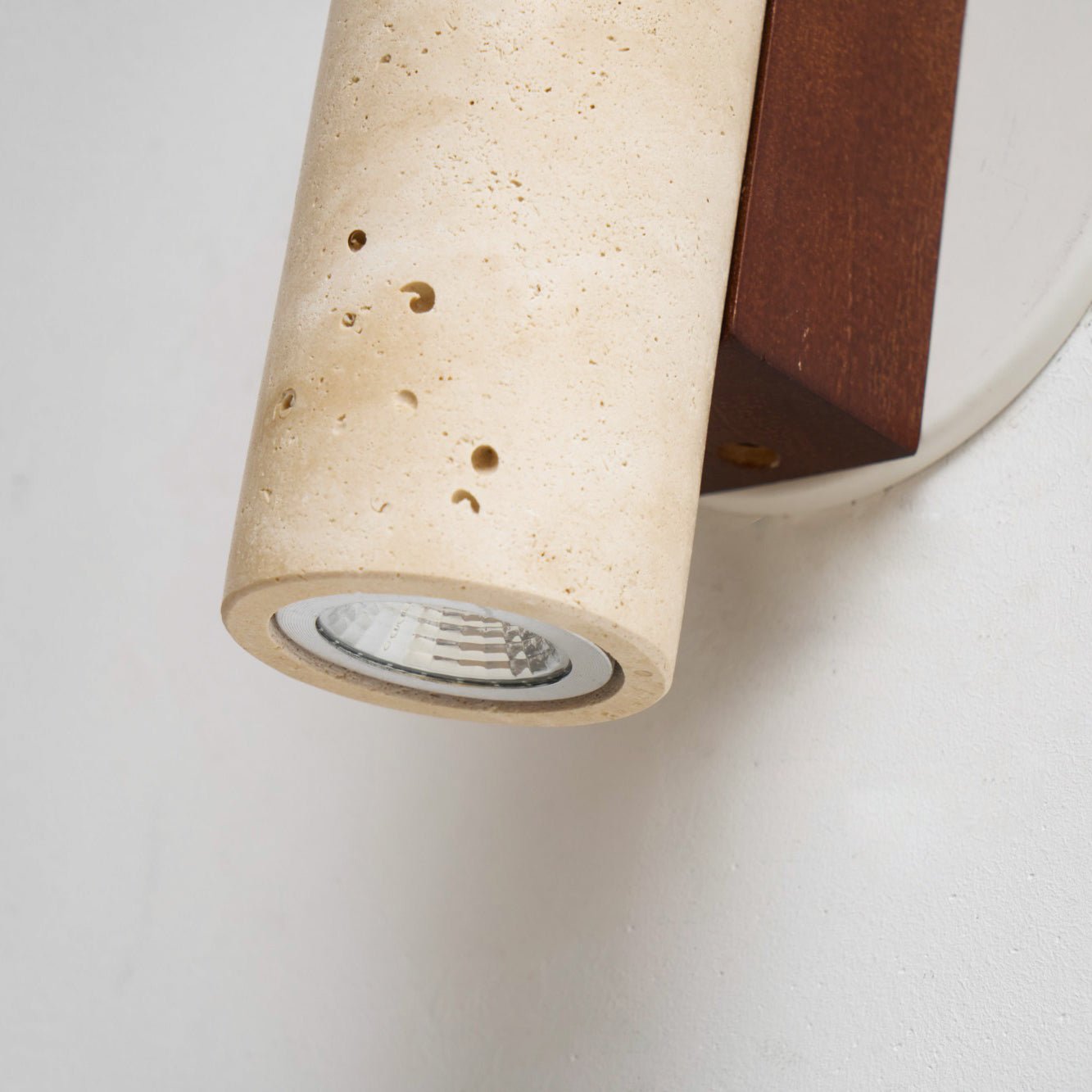 Nula Cylinder-Wood Travertine Wall Light