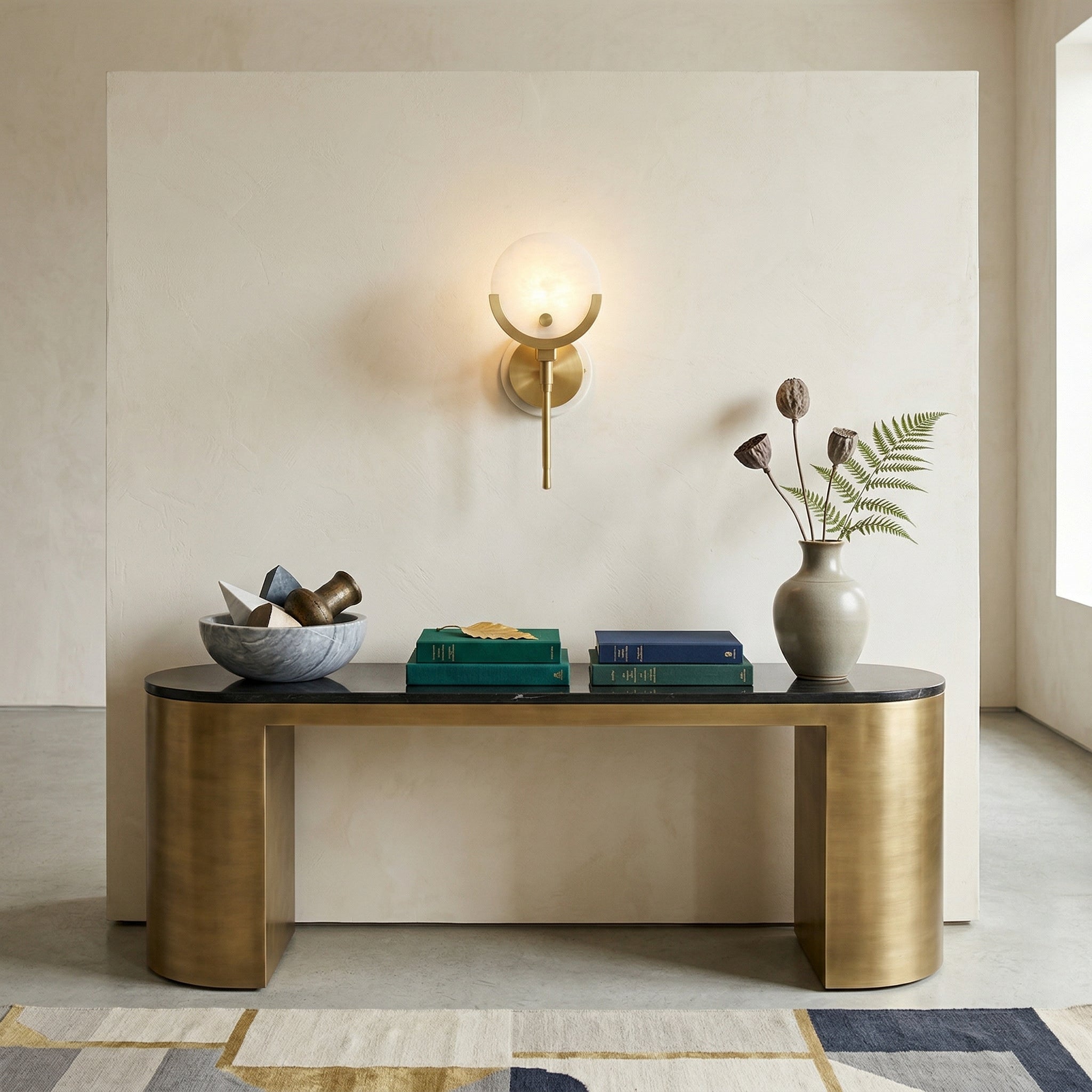 Lumibrook Cradle Alabaster Globe Indoor Wall Light