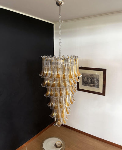 Eirinira Chandelier Gold Murano Glass Petals Layered Cascading