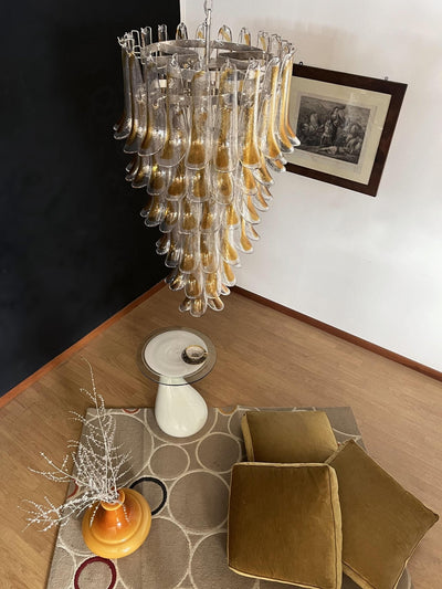 Eirinira Chandelier Gold Murano Glass Petals Layered Cascading