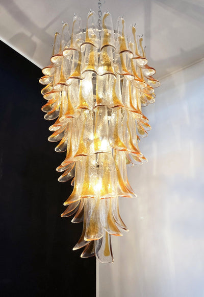 Eirinira Chandelier Gold Murano Glass Petals Layered Cascading