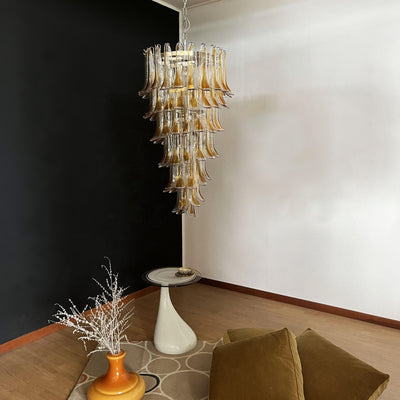 Eirinira Chandelier Gold Murano Glass Petals Layered Cascading