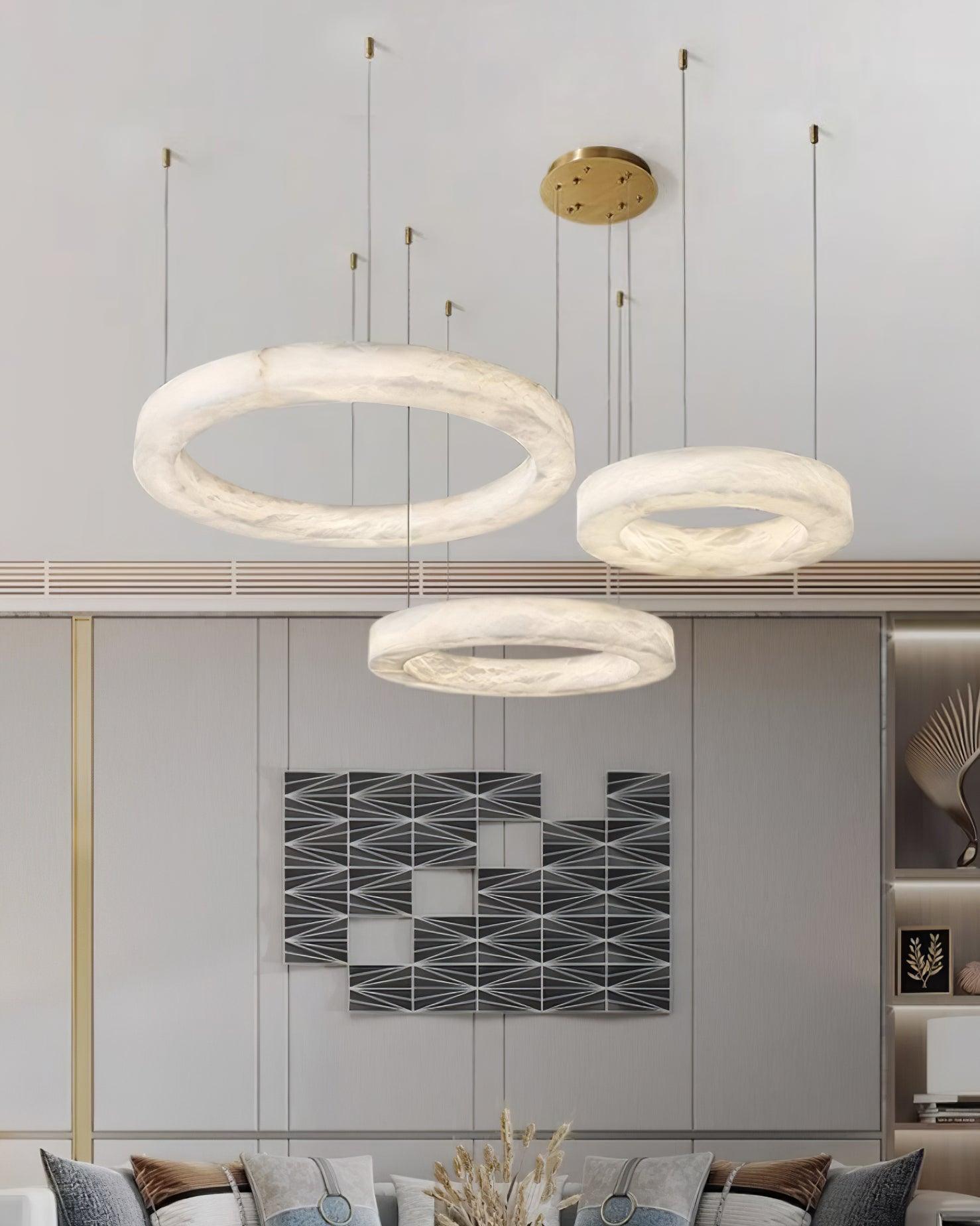Vaelen Alabaster Multi-Ring Pendant Light