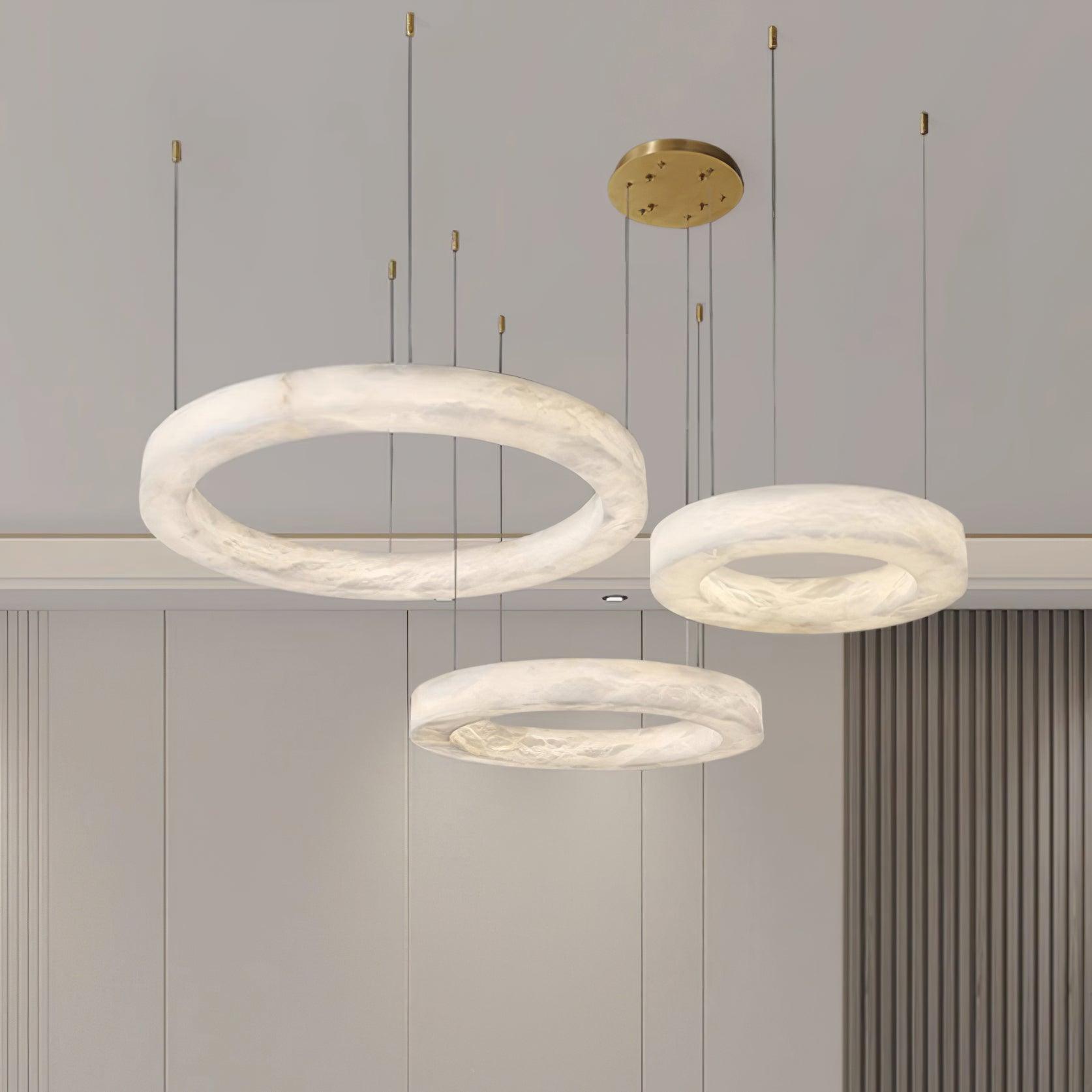 Vaelen Alabaster Multi-Ring Pendant Light