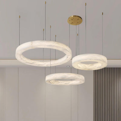 Vaelen Alabaster Multi-Ring Pendant Light