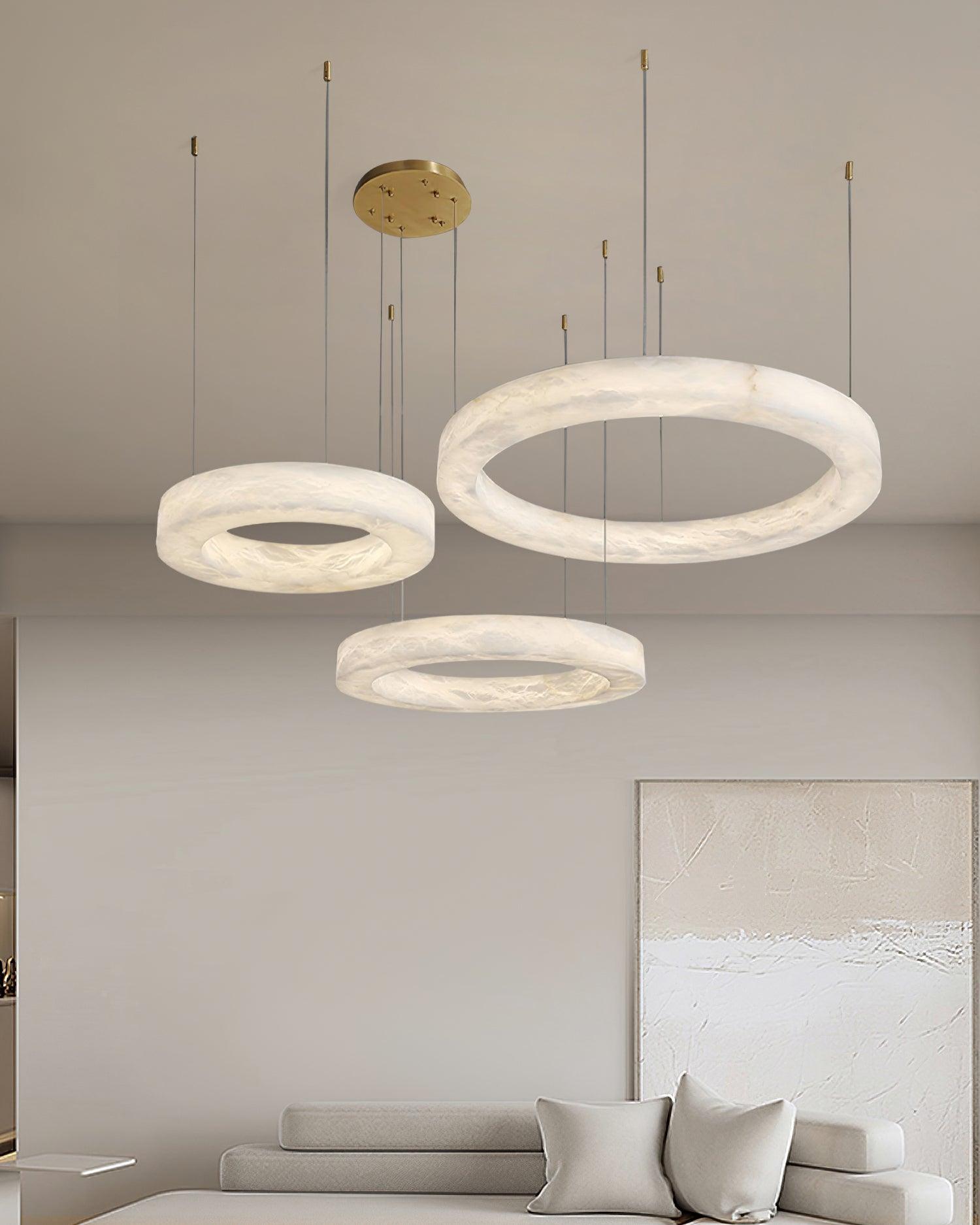 Vaelen Alabaster Multi-Ring Pendant Light