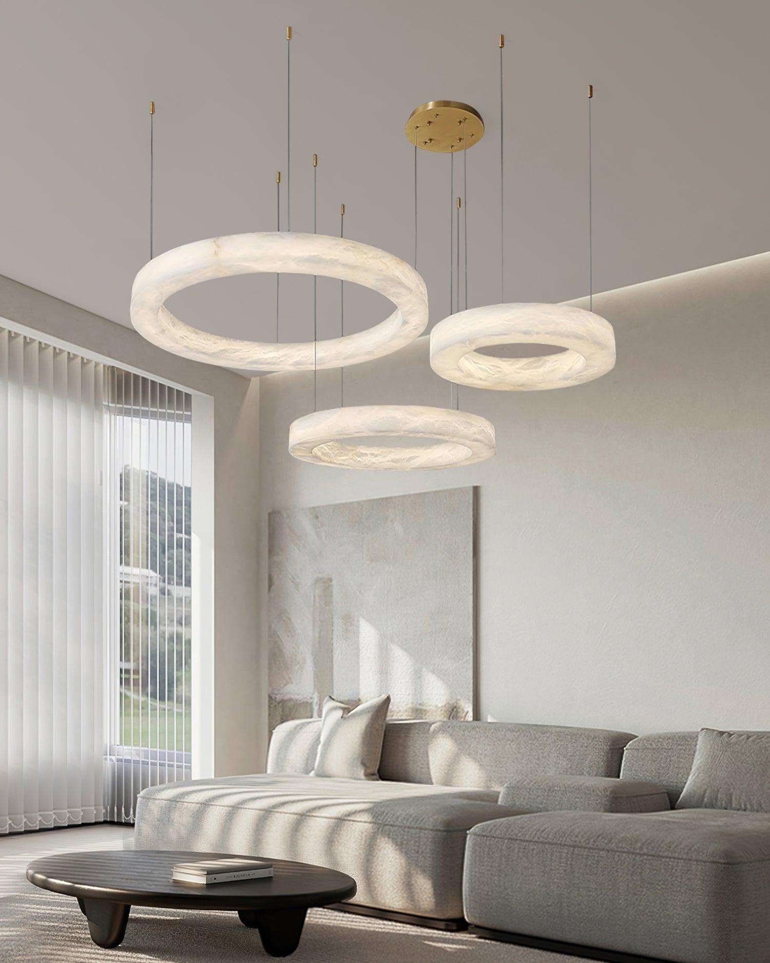 Vaelen Alabaster Multi-Ring Pendant Light
