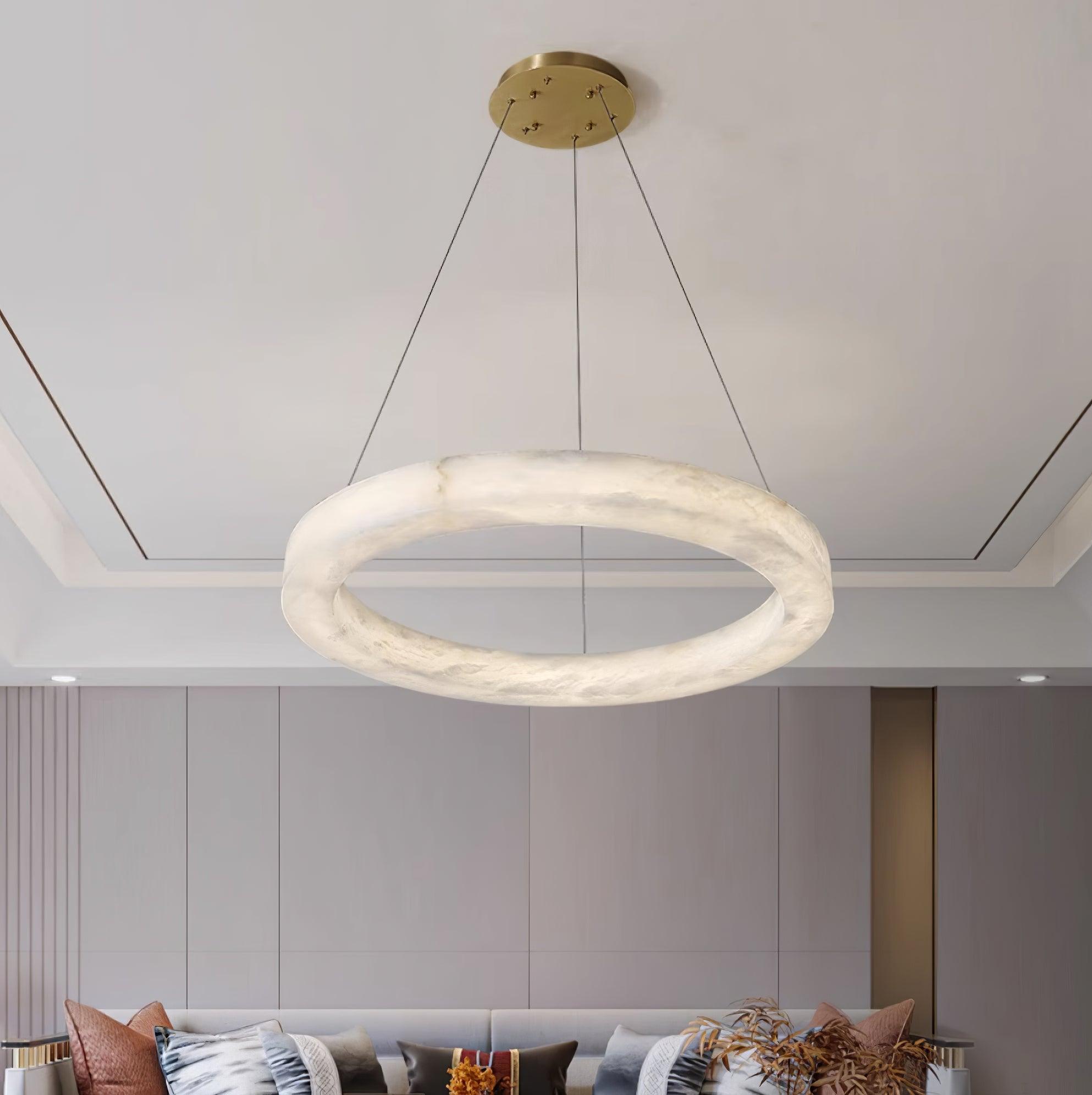 Vaelen Alabaster Multi-Ring Pendant Light