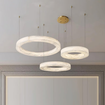 Vaelen Alabaster Multi-Ring Pendant Light