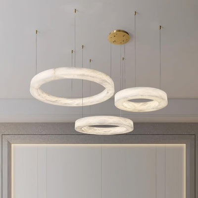 Vaelen Alabaster Multi-Ring Pendant Light