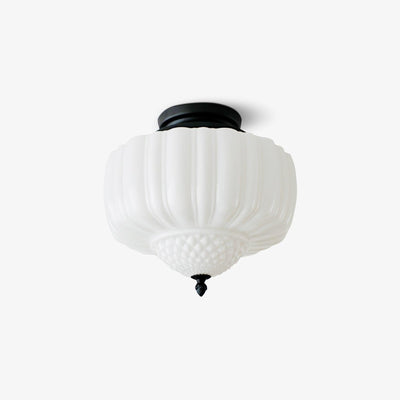 Aveny Ceiling Light Opal Glass Fluted Dome Vintage