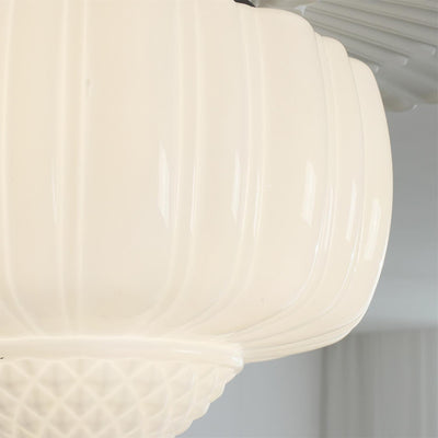 Aveny Ceiling Light Opal Glass Fluted Dome Vintage