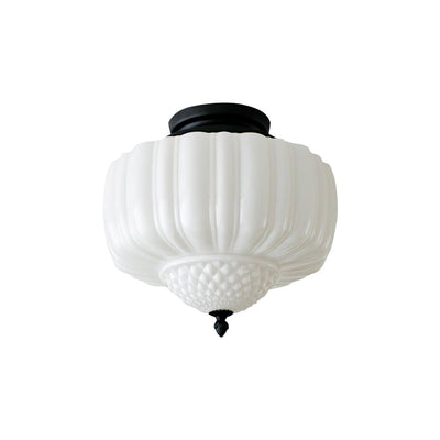 Aveny Ceiling Light Opal Glass Fluted Dome Vintage