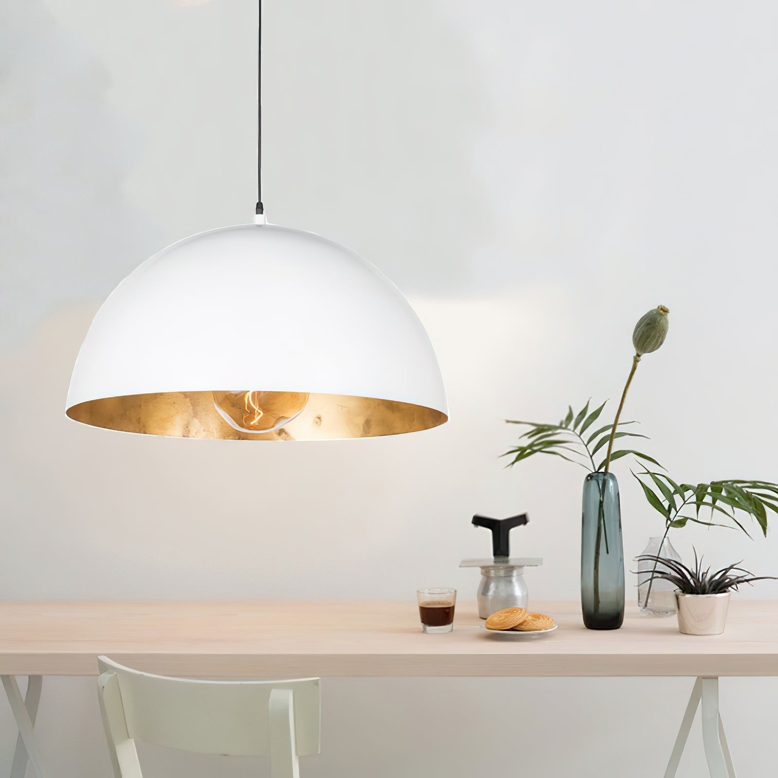 Renorira Pendant Lamp Dome Bowl for Dining Room