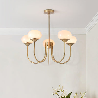 Lustra Chandelier Pink Glass Globe Gold - Neutral Decor