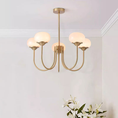 Lustra Chandelier Pink Glass Globe Gold - Neutral Decor