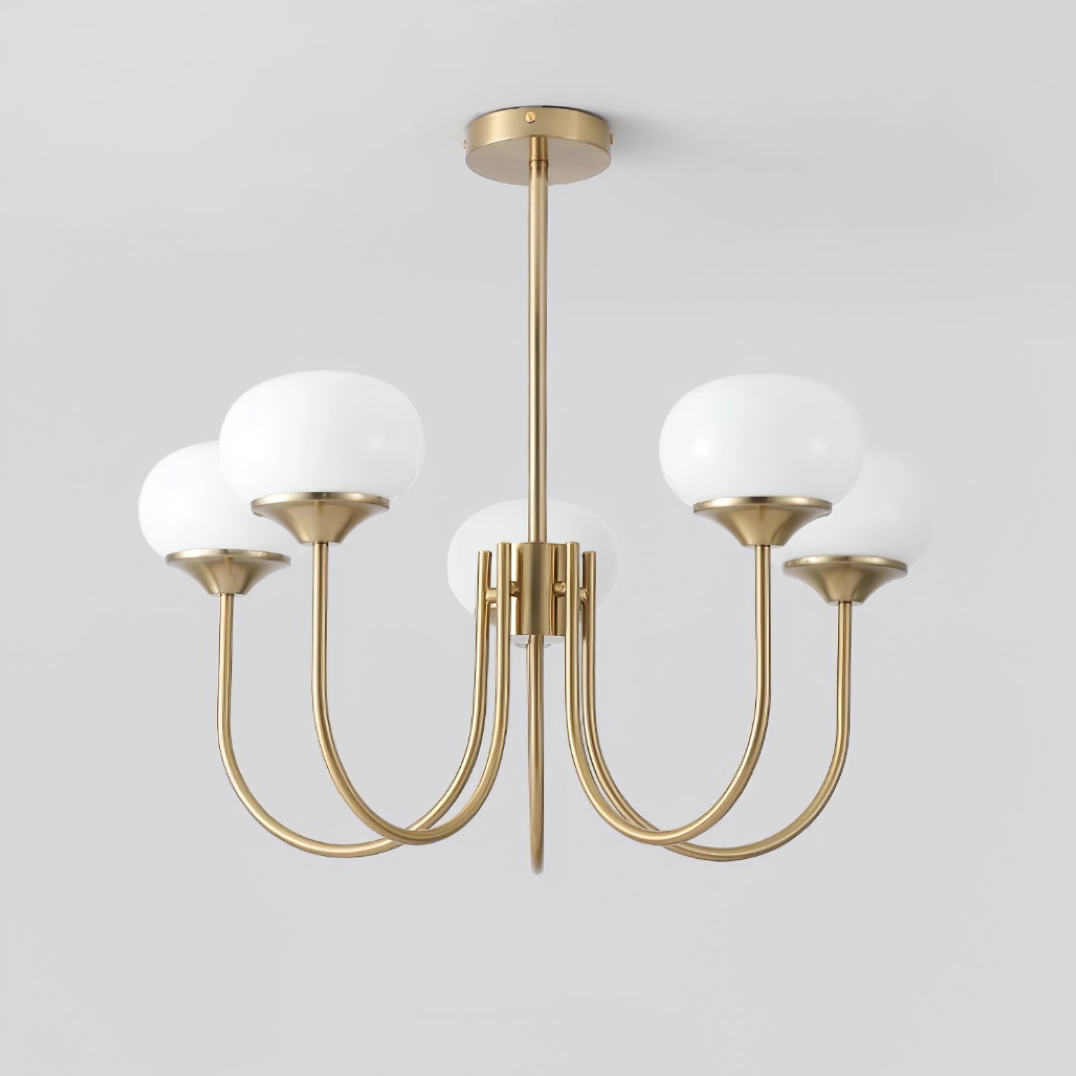 Lustra Chandelier Pink Glass Globe Gold - Neutral Decor