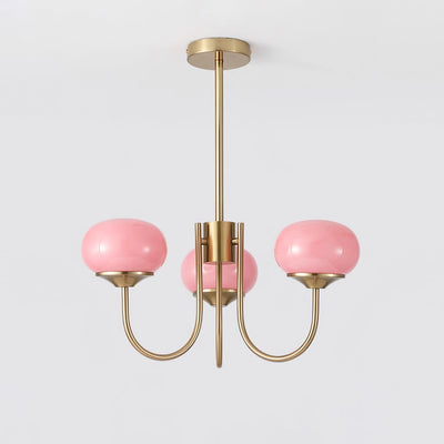 Lustra Chandelier Pink Glass Globe Gold - Neutral Decor