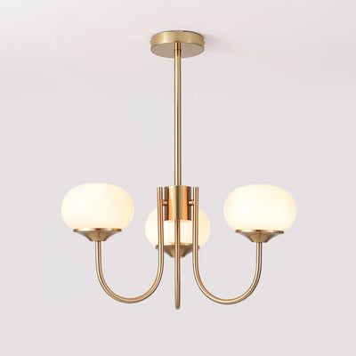 Lustra Chandelier Pink Glass Globe Gold - Neutral Decor