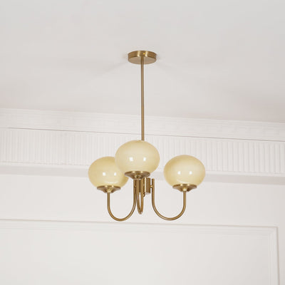 Lustra Chandelier Pink Glass Globe Gold - Neutral Decor
