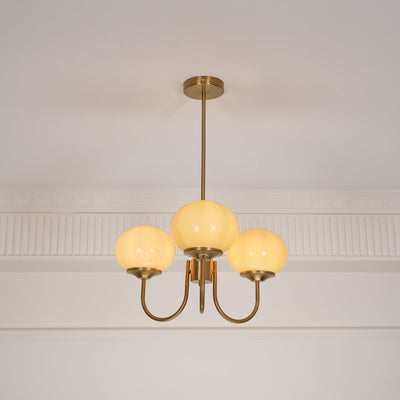 Lustra Chandelier Pink Glass Globe Gold - Neutral Decor