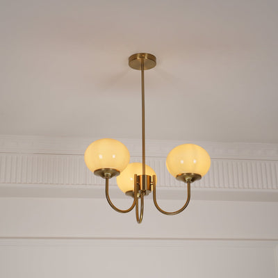Lustra Chandelier Pink Glass Globe Gold - Neutral Decor