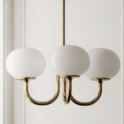 Lustra Chandelier Pink Glass Globe Gold - Neutral Decor