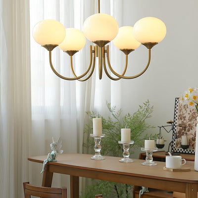 Lustra Chandelier Pink Glass Globe Gold - Neutral Decor