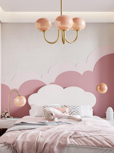Lustra Chandelier Pink Glass Globe Gold - Neutral Decor